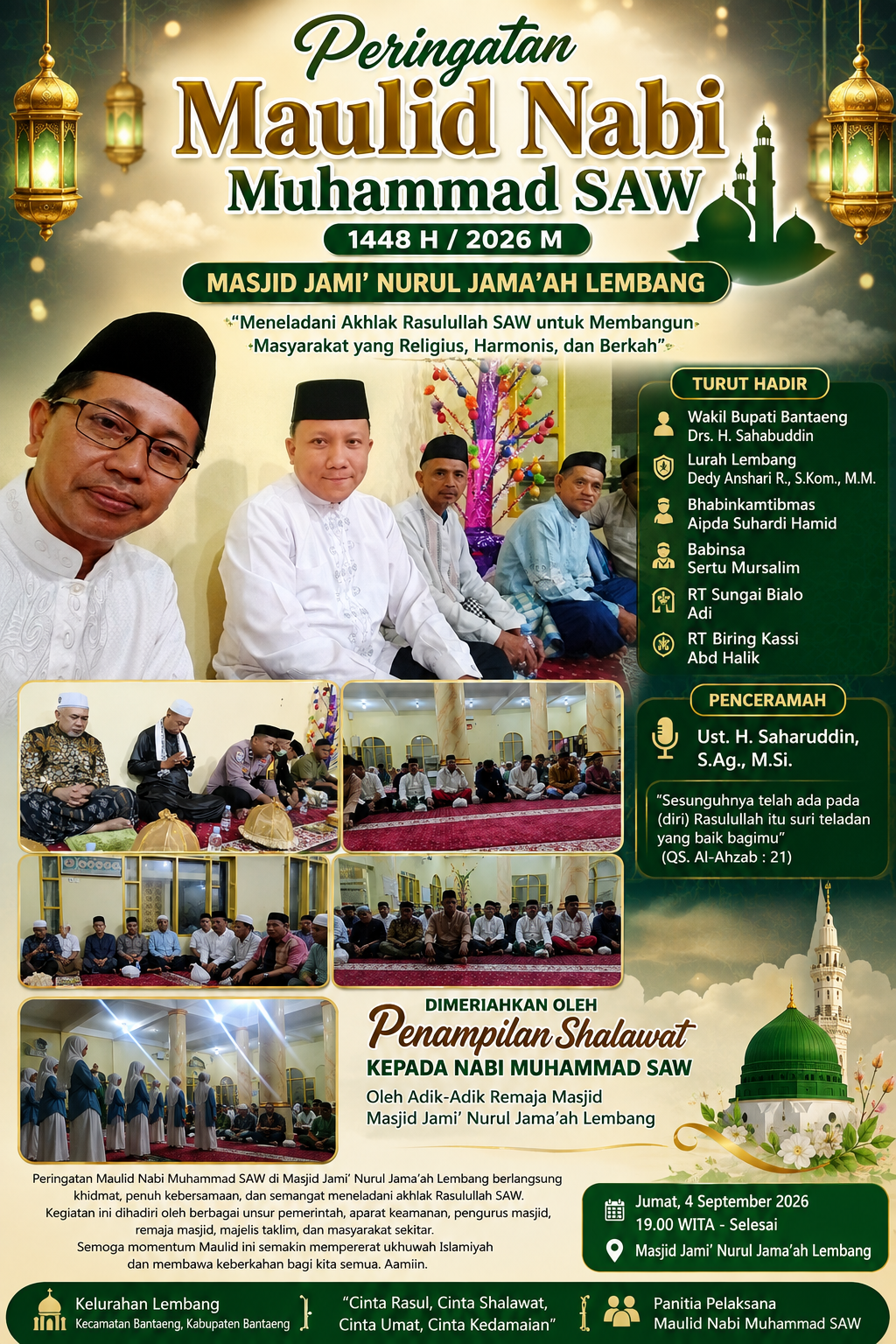 Maulid Nabi di Masjid Jami Nurul Jama’ah Lembang Berlangsung Khidmat, Semarak Shalawat Warnai Malam Penuh Berkah